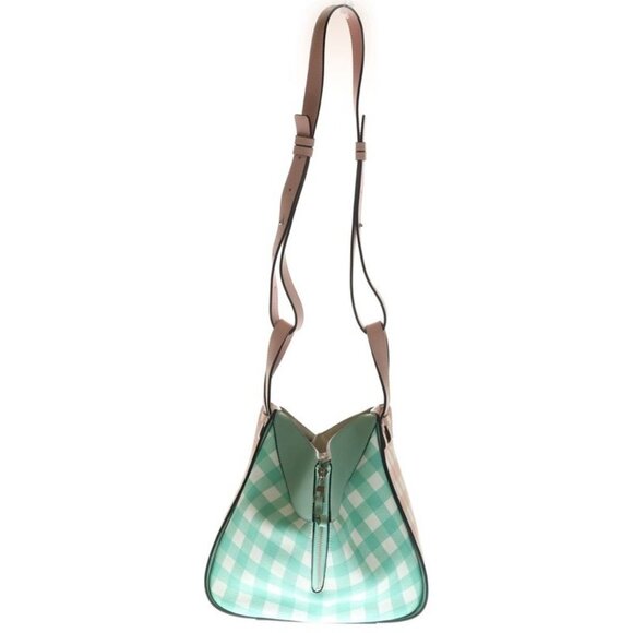Loewe Hammock Small Gingham Check Shoulder Bag White Green Pink Leather - Picture 3 of 6